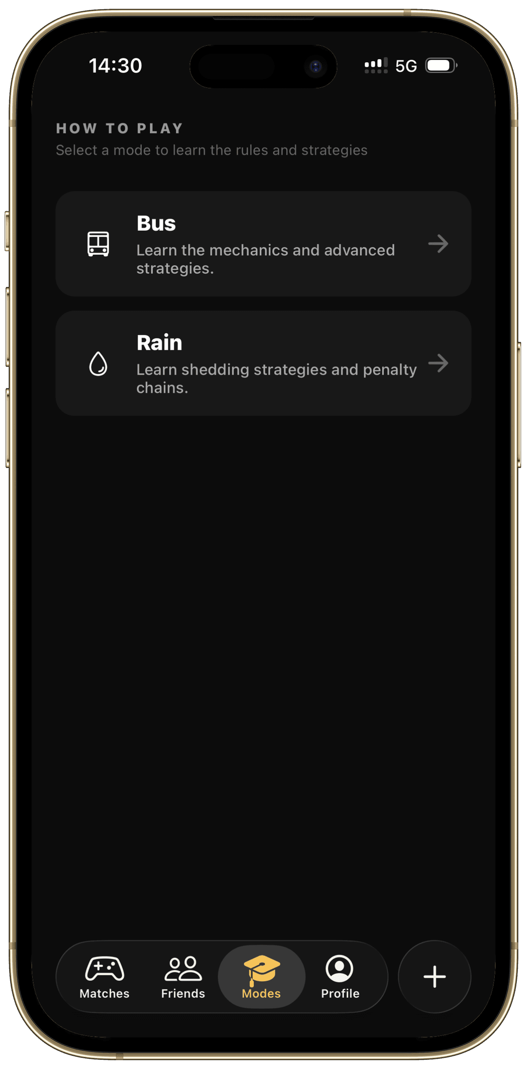 Card game mode selection screen in Spades & Clubs
